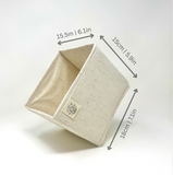 Natural Beige cube-shaped container, a clothes organiser for IKEA NORDLI drawers with dimensions of 15.5cm x 18cm x 15cm on a white background