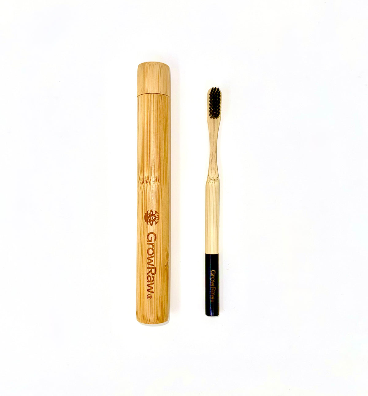 Bamboo TOOTHBRUSH + Travel case | black/white