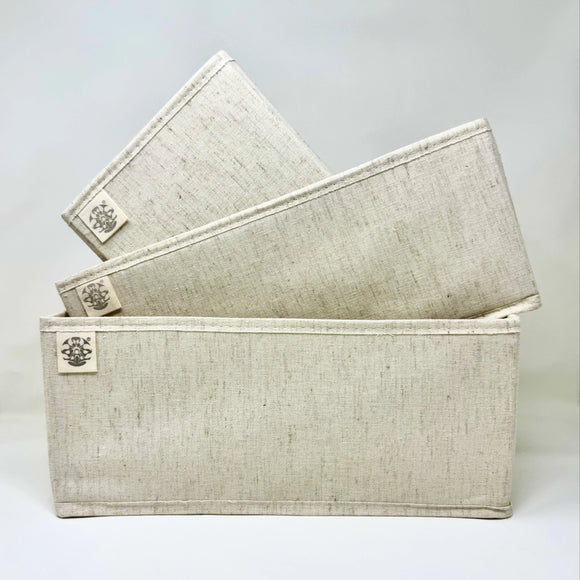 storage boxes foldable organisers for clothes fitting for Ikea nordli drawers made with natural fibre containing cotton and linen eco friendly durable reusable 