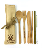 Bamboo CUTLERY SET 5pcs + cotton cleaning brush